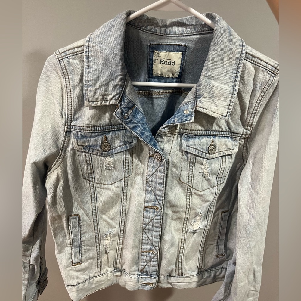 Teens light wash jean jacket.